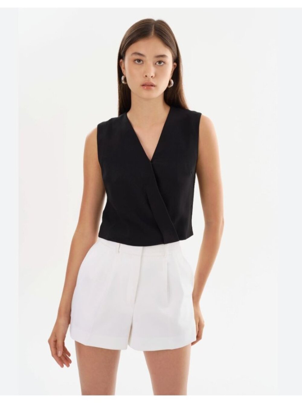 LAMARQUE Naima Wrap vest blouse Black NWT - Size M